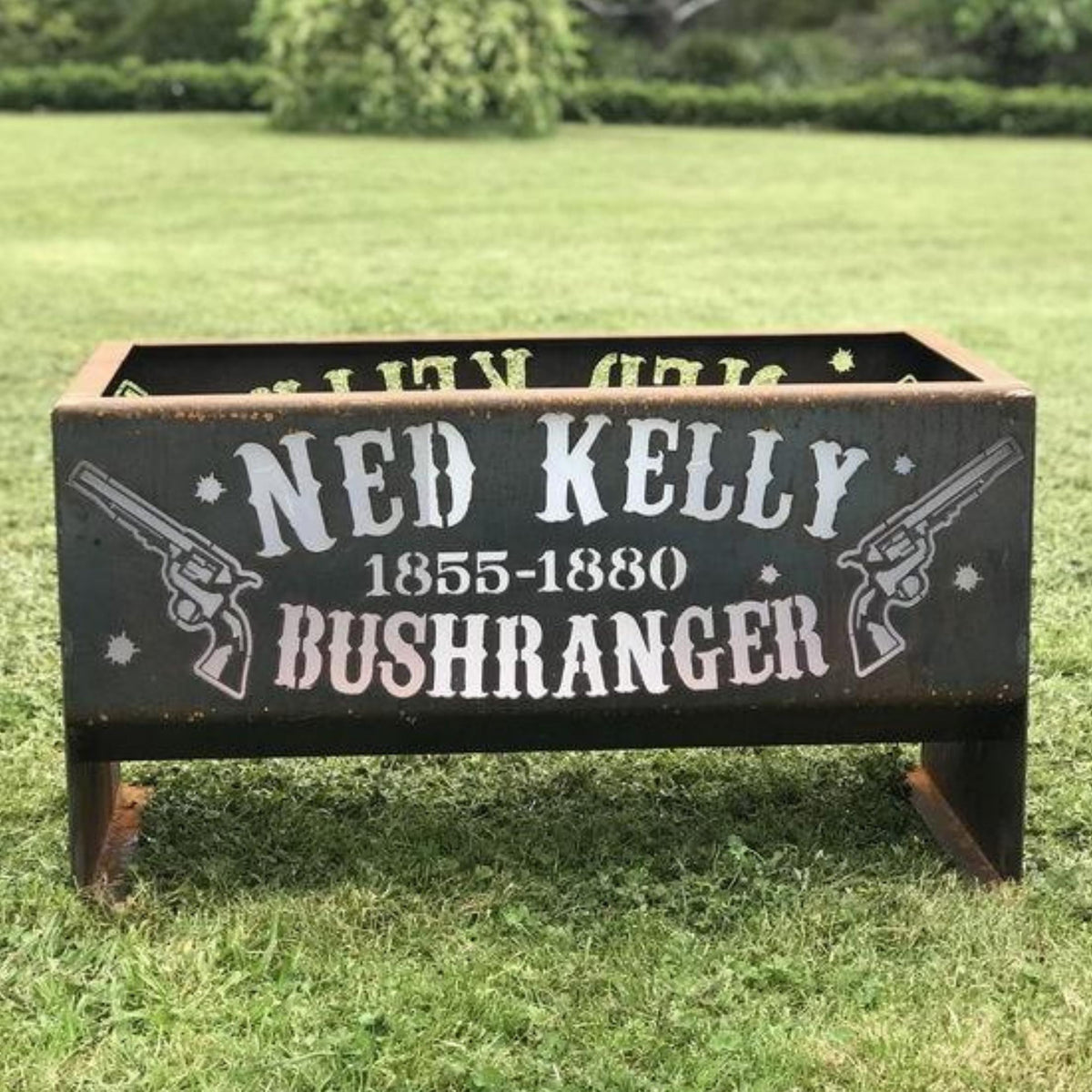 Buy Ned Kelly Rectangle Fire Pit in Australia Laser Cut Fire Pits
